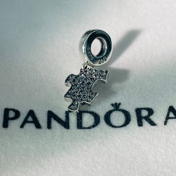 Pandora Sparkling Puzzle Piece Dangle Charm - Picture 1 of 4